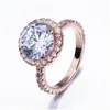 Br￶llopsringar lyxiga smycken Square Designer Ring Round Sier Rose Gold Plated White AAA Cubic Zirconia Storlek 69 Sydamerikanska Engage DH4RS