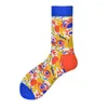 Herrstrumpor Originalitet Cartoon Cotton Crew Sock Colorful Happy Fashion Design