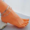 Tornozeleiras brilhantes shiny shinystones bacelete de tornozelo jóias de jóias minimalistas elegantes praia sandálias descalças