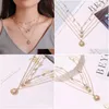 Pendant Necklaces Bracelet Designer Jewelry Mtilayered Geometric Alloy Necklace Creative Exaggeration Simple Cross Chain Star Drop D Dhr6I