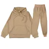 Löpning sätter två stycken set casual fleece tracksuit män kvinnor vinter kvinnor överdimensionerade huva långärmad hoodie sportbyxor lady kostym