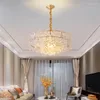 Lustres lustre en cristal moderne salon rond éclairage intérieur pour la décoration de la maison LED chaîne lampe suspendue