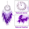 Decorative Figurines Dream Catchers Purple Feathers Natural Stone Handmade Wall Hangings Home Decoration Creative Craft Girl Gifts