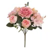 Flores decorativas de estilo retrô Artificial Peony Bouquet Arranjo Floral Ornament Centerpipe para casamento de cerimônia