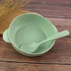 Bowls 12CM Big-eared Children's Scald And Drop-proof Bowl Spoon Wheat Environmental Protection Straw Noodles Rice Bow