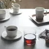 Koppar tefat Enkla japanska svartvit keramiska kaffekoppar handgjorda teporslin högkvalitativa tekoppar och fat II50byd