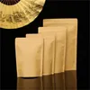 أكياس الورق الورقية من الألومنيوم كرافت قفا حقيبة ختم قابلة لإعادة الاستخدام لتناول الطعام الخفيفة