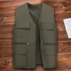 Men's Vests Stylish Men Work Vest Plus Size Cargo Loose Dressing Pure Color Inner Pockets