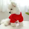 Chien Vêtements Année Rouge Sphynx Chat Vêtements Blanc Noeud Papillon Couleur Unie Chandail Designer De Luxe Noël York Vêtements Pour Petits Animaux