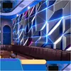 Wallpapers 3D -verlichtingstechnologie KTV ESPORTS EL Internet Bar Decoratie Wall Mural Private Cinema Cool Geometrisch Wallpaper Drop del Dhbqe