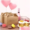 Presentf￶rpackning 50st Kraft Paper Cake Folding Boxar med handtag brun jul godis Gable Box Cupcake Sweet Package Craft Drop Delivery Dhdyp