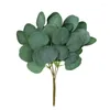 Decorative Flowers 5pcs Artificial Plants Green Eucalyptus Leaves DIY Bridal Bouquet Fake For Home Garden Party Wedding Flower Decorations