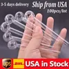 Stock aux États-Unis Tuyaux de brûleur à mazout en verre 100pcs / boîte 4 pouces Épaisseur de pot droit Tubes de haute qualité Tuyau en verre pour Bongs Dab Oils Rig Pipe à fumer