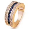 Wedding Rings Luxury Female Blue Crystal Jewelry Vintage Yellow Gold Color Ring Bride Geometry Engagement For Women Drop Delivery Dhaet