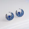 Stud Earrings Mixed 9Pairs/Pack Blue Cubic Zirconia Moon Square For Women Elegant Piercing Y2K Jewelry Wholesale Lot