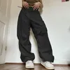 Мужские брюки Casual Joggers Tech негабаритная сплошная с низкой талией мешковятые брюки Y2K Fashion Wide Streetwear 230104