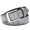 Belts Mens Fashion Waist Faux Crocodile Pattern With Split Leather Luxury Male Designer Belt Accessories