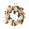 Decorative Flowers 35cm Artificial Peony Wreath Simulated Garland Rattan Ring Decoration Pography Props Wedding Flower Home Door Decor