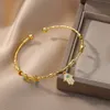 Bangle Fatima Hand Bracelet For Women Open Gold Plated Stainless Steel Zircon Vintage Turkish Lucky Jewelry pulseras 230104