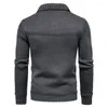 Pulls pour hommes en épais pull tricoté pour hommes veste à manches longues cardigan laine revers vêtements de travail extérieur