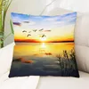 Pillow Seashore Beach Sunset Seagull Scenery Cover Decoration Car Case Home 45x45cm