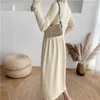 Casual Dresses Winter Simple A-Line Sticked Pullover Dress Women Elegant Turtleneck varm tröja Kvinna Solid Vestidos