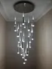 Kroonluchters Opgehangen Illuminaire licht Moderne trap Kroonluchter plafond interieurverlichting lange trap hangende lamp