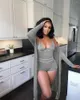 Women's Tracksuits Chocomist Two-pieces Sexy Home Wear Solid Bright Line Decoration Women Romper Set