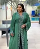Etnische kleding lente 2023 Afrikaanse jurken voor vrouwen lange mouw v-neck groen roze plus size jurk kerst gewaden