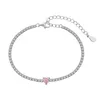 8A Cubic Zirconia 5x5mm Heart Tennis Bracelet Designer for Woman Luxury 925 Sterling Silver Jewelry White Pink Blue Chain Charm Womens Diamond Bracelet Gift Box