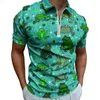 Men's Polos Green Frog Print Casual T-Shirts Jumping Animal Polo Shirts Retro Shirt Summer Short Sleeves Printed Tops 4XL 5XL 6XL