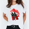 Stampa labbra con cerniera T-shirt Haruku estiva da donna T-shirt grafica di moda T-shirt femminile T-shirt casual Kawaii Abbigliamento donna