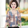 Women's Blouses Middle Aged Women's T-shirt And Tops 2023 Spring Summer Mother's Lapel Blouse Long Sleeve Print Shirt Blusas Female