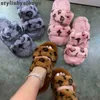 Ladies Casual Slippers Winter Indoor Fur Slippers House Full Furry Soft Fluffy Plush Platform Flats Heel Non Slip Luxury Designer Shoes 010623H