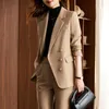 Women's Two Piece Pants 2023 Autumn And Winter Women's Professional Wear Casual Office Sets Double Breasted Ladies Jacket Two-piece