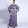 エスニック衣類ローブ長いファムムスルマーネサテンアバヤドバイトルコイスラムバングラデシュアラビア語イスラム教徒の女性のためのドレスkaftan vestid