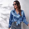 Polos femmes 2023 femmes confortable classique multicolore Blouse Satin soie à manches longues doublure bureau t-shirt porter hauts vêtements chemise