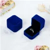 Boîtes à bijoux BK 11 Couleur Veet Cadeau pour anneaux Engagement de mariage couple Emballage Square Box 55x50x4m Drop Livraison Dhxrb