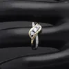 Obrączki Crossing Gold Color 3 biały cZ srebrna biżuteria klasyczny pierścionek zaręczynowy dla kobiet romantyczny