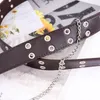 Belts Unisex Fashion Punk Chain Belt Adjustable Multicolor Double/Single Metal Buckle Shorts Jeans Leather Waistband