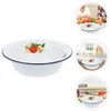 Bowls Enamel Bowl Enamelware Mixing Platesnoodle Serving Dish Soup Basin Pan White Salad Ceramic Dishes Vintage Chinese