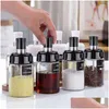 Storage Bottles Jars Glass Spice Jar Set Spoon Cap Sealed Seasoning Bottle Pp Sile Soda Kitchen Organize Household Spoons Integrat Dhhiv