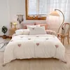 Bedding Sets Cute Girl Heart Thickened Autumn And Winter Milk Fiber Four-Piece Three-Dimensional Love Quilt Cover Thermal Coral Fleece