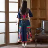 Etnische kleding Chinese stijl Vrouwen Top korte rok Twee stuk set China traditionele katoenen linnen vintage plus size tang suit 4xl