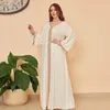 Lässige Kleider, vergoldetes muslimisches Dubai-Abaya-Kleid, Naher Osten, Türkei, Arabisch, Oman, marokkanischer Kaftan, Südostasien, Damenbekleidung, weiß, rosa, Eid