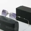 Quadratische Sonnenbrille, Designer-Damen-Herren-Sonnenbrille, Büffelhorn-Sonnenbrille, Metallrahmen, leicht, randlos, Buffs, Schattierungen, Brillen, Retro, Vintage, gut