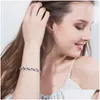 Pulseras con dijes Exquisita joyería para mujer Pulsera redonda Suiza AAA Cubic Zirconia Rojo Blanco Verde Rubí 18K Chapado en oro Sier Bra Dhi5S