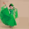 Scenkläder 2023 Sexiga korta ärmar Standard tävling Ballroom Dance Dress for Girl Kids Child Modern/Waltz/Latin Dancing/Dancewear