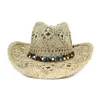 Berets Zld Straw Western Cowboy Hat Raffia مصنوعة من Sunhats للرجل