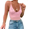 Canotte da donna Sexy Body Top Slim Pagliaccetto femminile Solid Lady Green Pink Body Streetwear Donna Body in raso Estate Scollo a V senza maniche